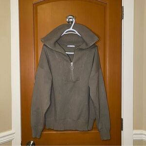 ZARA High Neck Pullover Knit Sweater Size M mocha grey